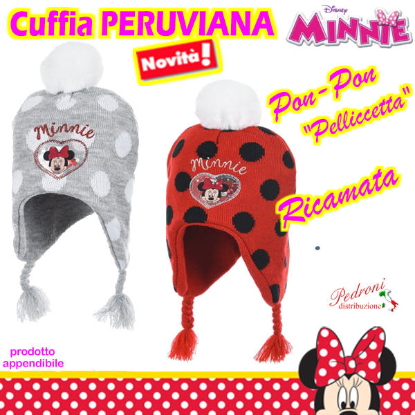 MINNIE Cuffia " PERUVIANA "con Pon-Pon art.WD4145 in 2 colori