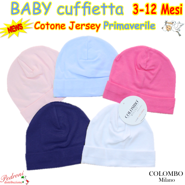 CUFFIA COTONE Jersey 3/12 Mesi Art.BC01 in 5 colori