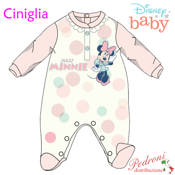 *DISNEY* Tutina baby Ciniglia MINNIE WQ3048 Bco/Rosa 1/9 mesi