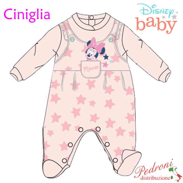 *STOCK DISNEY*Tutina baby Ciniglia MINNIE WQ3049 Rosa 1/9 mesi