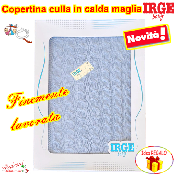 *IRGE* Copertina CULLA in MAGLIA LAVORATA IG067/2 Cielo