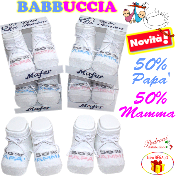 "50% MAMMA-PAPA' " Babbuccia Baby COTONE MAFER art.7173 in 2 col