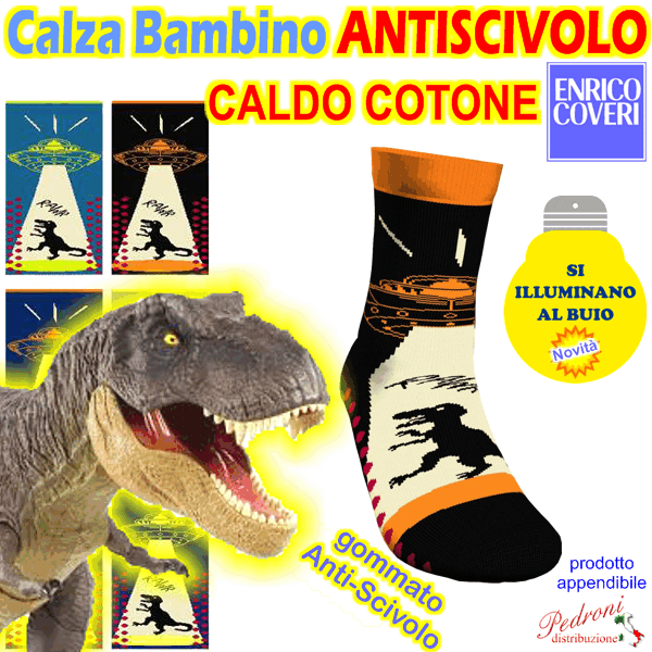 COVERI Calza "Fluorescente" ANTISCIVOLO Bambino Tg.21/39 GLOW190