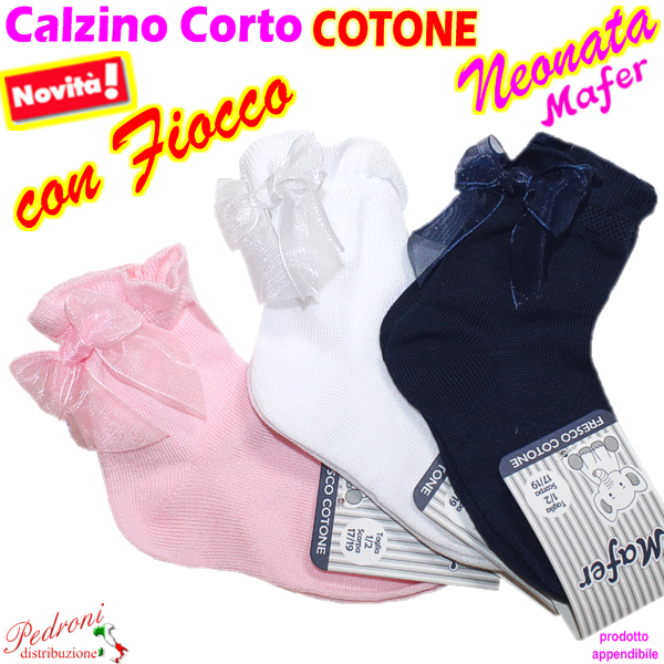 MAFER Calza CORTA NEONATA COTONE " FIOCCO " BFC4815 Tg.17/28