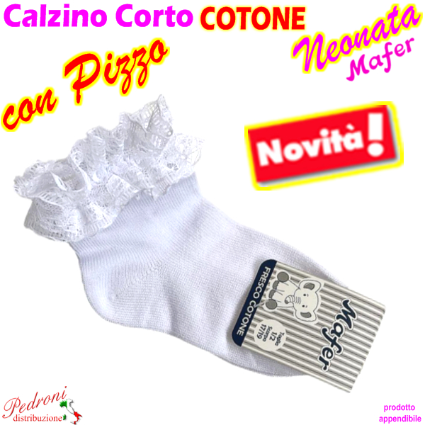 MAFER Calza CORTA NEONATA COTONE " PIZZO " BFC6983 Tg.13/24
