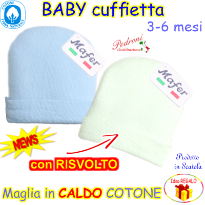 Cuffietta CALDO COTONE 3917 Latte-Cielo 3/6 Mesi