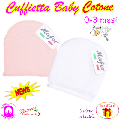 #CORREDINO# Cuffietta BABY COTONE 0/3 Mesi 4246 Bianco-Rosa