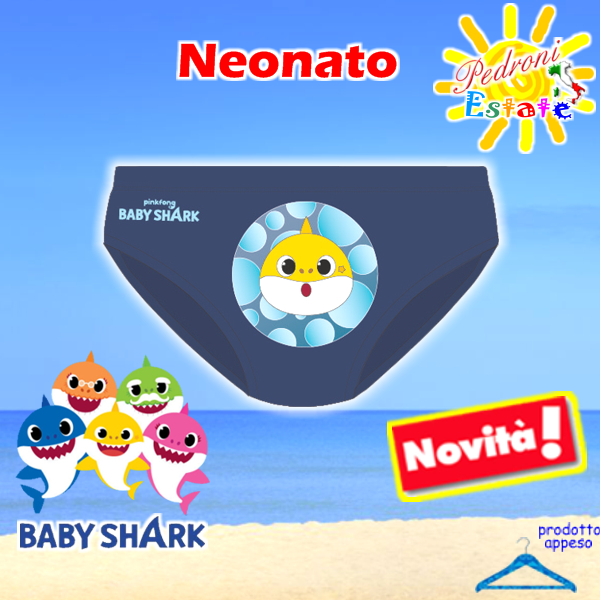 *FINO AL 28/06* BABY SHARK Slip NEONATO 12/30 MESI BS1446 Blu