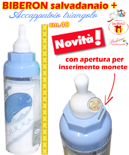ARTICOLI REGALO PER NEONATO BIBERON + ACCAPPATOIO SPUGNA BABY INGROSSO