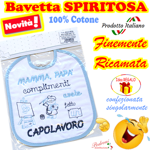 Bavetta in Cotone RICAMATA "SPIRITOSA " 0180 dis.17-Maschio
