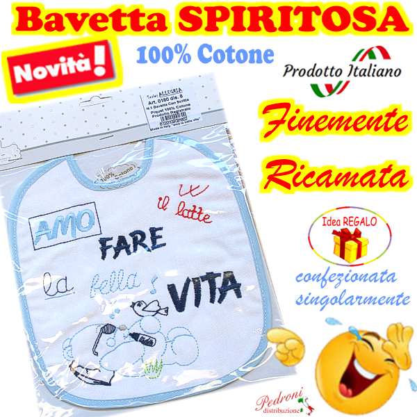 Bavetta in Cotone RICAMATA "SPIRITOSA " 0180 dis.8-Maschio