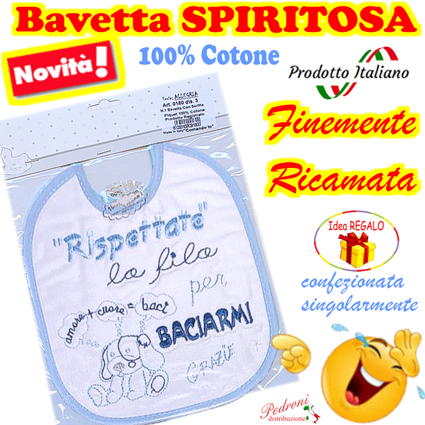 Bavetta in Cotone RICAMATA "SPIRITOSA " 0180 dis.12-Maschio