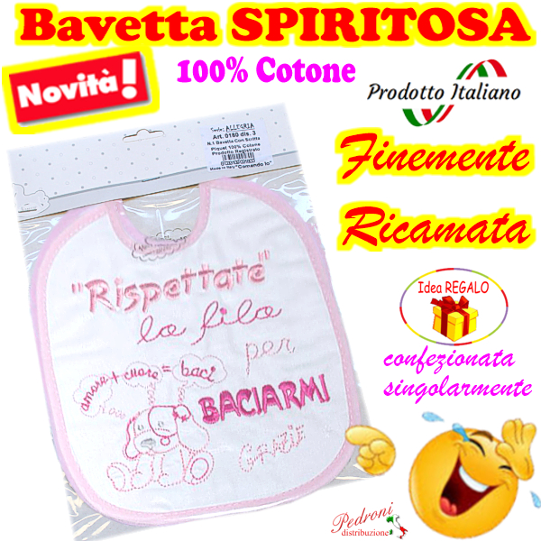 Bavetta in Cotone RICAMATA "SPIRITOSA " 0180 dis.12-Femmina