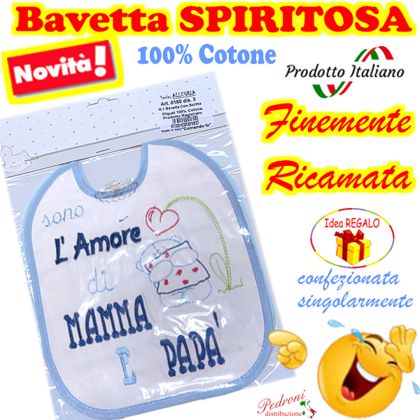 Bavetta in Cotone RICAMATA "SPIRITOSA " 0180 dis.14-Maschio