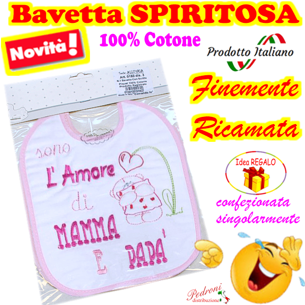 Bavetta in Cotone RICAMATA "SPIRITOSA " 0180 dis.14-Femmina