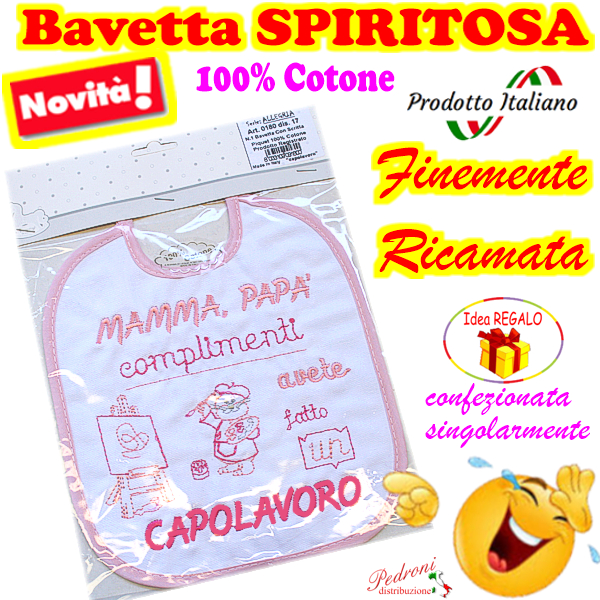 Bavetta in Cotone RICAMATA "SPIRITOSA " 0180 dis.17-Femmina
