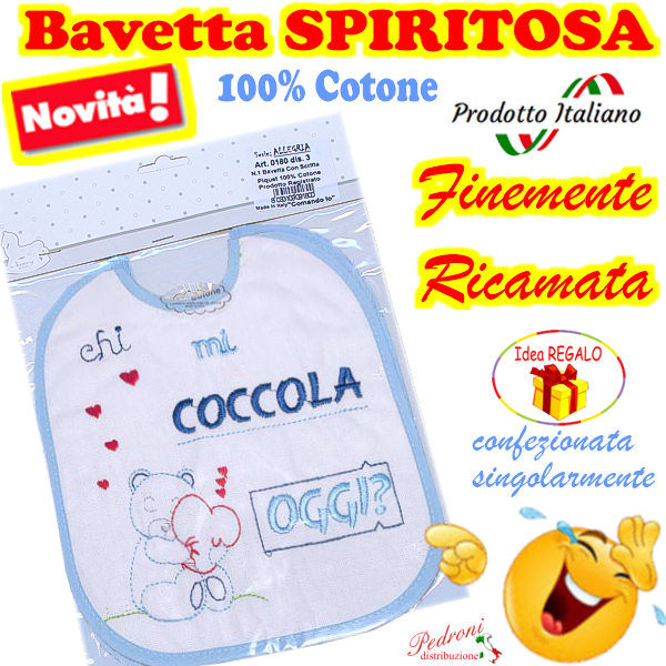 Bavetta in Cotone RICAMATA "SPIRITOSA " 0180 dis.20-Maschio