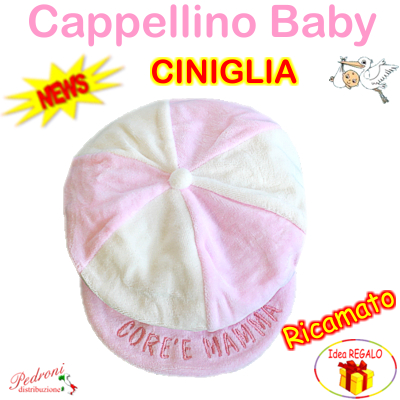 *S T O C K* Cappellino BABY CINIGLIA " RICAMATO " art.766 Rosa
