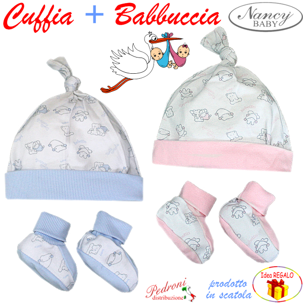 *PRIMAVERA* COMPLETO Cuffietta+Babbucce 786 Rosa/Cielo