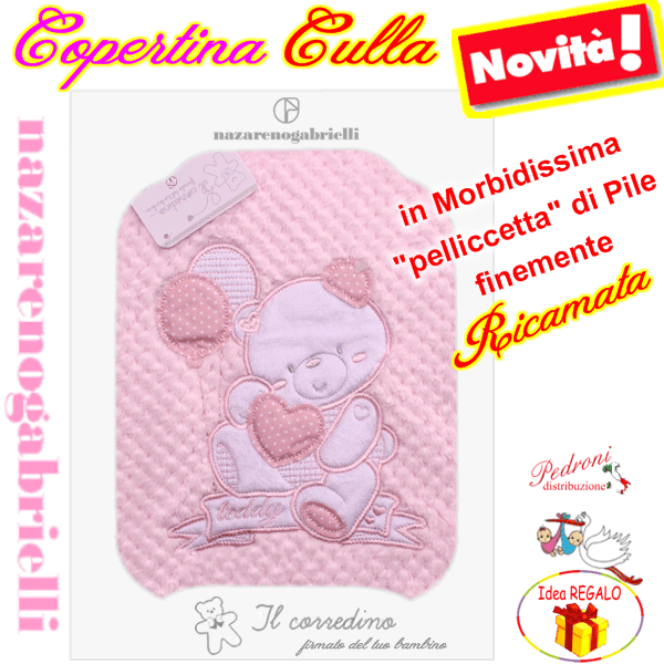 Copertina CULLA "Pelliccetta di Pile" NG-449 ROSA 2 Ricami