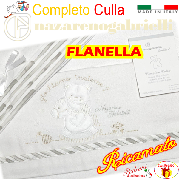 Completo CULLA FLANELLA RICAMATA art.NG-270 dis.28 Bianco/Sabbia