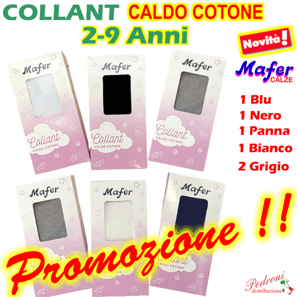 *PROMOZIONE* Collant in CALDO COTONE 2/9 Anni 2237 in 5 colori
