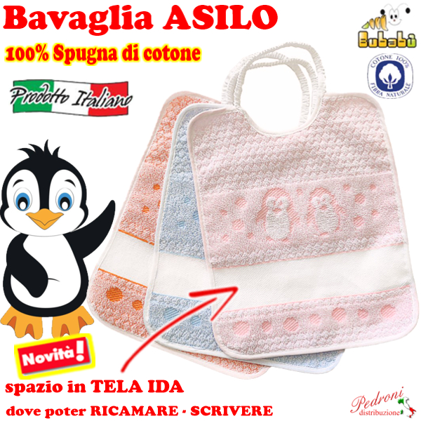 Bavaglia ASILO da RICAMARE BAV263-PINGUI Cm.26x34