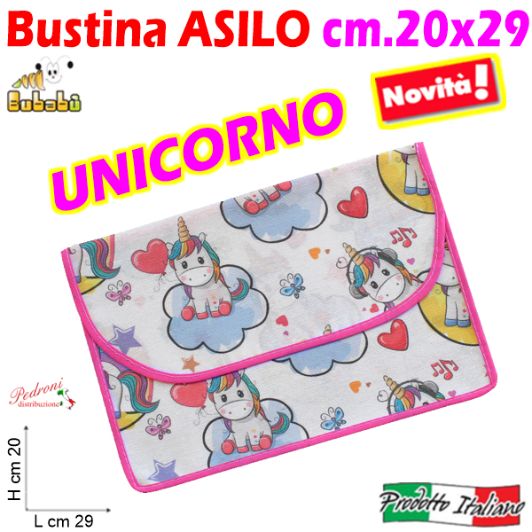 BUSTINA ASILO BUS031-CARTOON Cm.20x29 UNICORNO