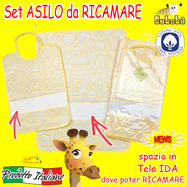 DA RICAMARE Set asilo 2 pezzi COM273-MELMAN Giallo