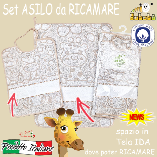 DA RICAMARE Set asilo 2 pezzi COM273-MELMAN Beige