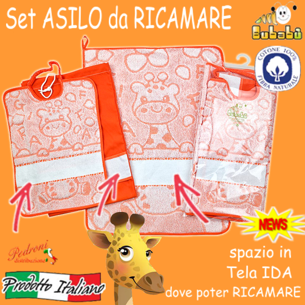 DA RICAMARE Set asilo 3 pezzi COM274-MELMAN Arancio