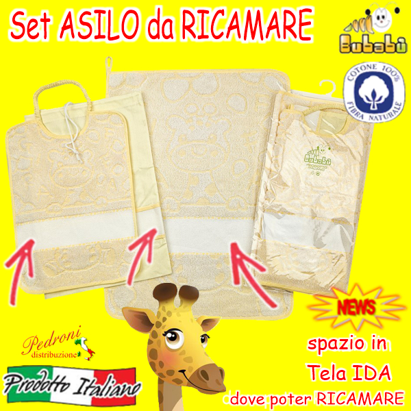 DA RICAMARE Set asilo 3 pezzi COM274-MELMAN Giallo