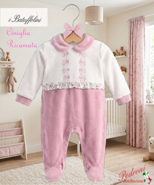 BATUFFOLINI Tutina Ciniglia B548/12F Panna Rosa 0/6 mesi