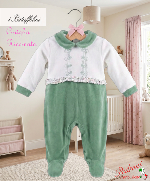 BATUFFOLINI Tutina Ciniglia B548/12F Panna Verde 0/6 mesi