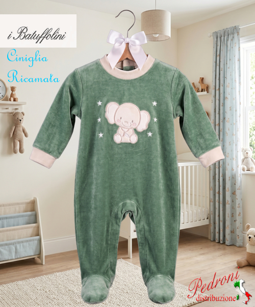 BATUFFOLINI Tutina Ciniglia B548/1N Verde/Panna 0/6 mesi BATUFFOLINI Tutina Ciniglia B548/1N Verde/Panna 0/6 mesi