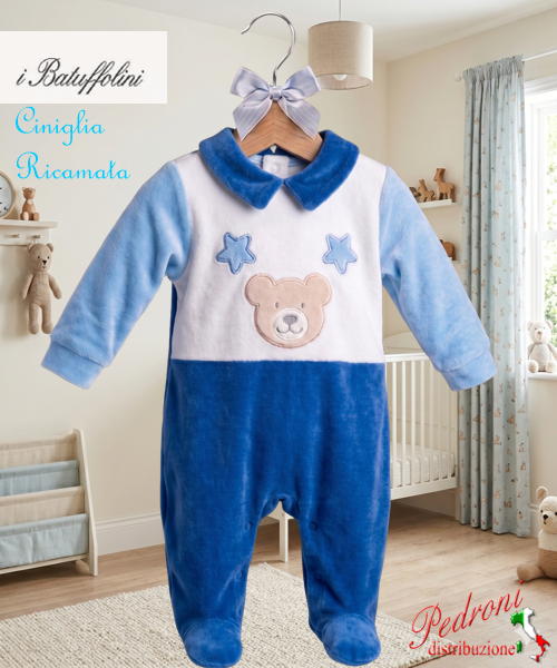 BATUFFOLINI Tutina Ciniglia B548/6M Blu/Azzurro 0/6 mesi BATUFFOLINI Tutina Ciniglia B548/6M Blu/Azzurro 0/6 mesi