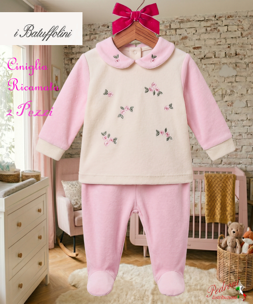 BATUFFOLINI Completo 2 PZ.Ciniglia B549/13F Panna/Rosa 0/6 mesi BATUFFOLINI Completo 2 PZ.Ciniglia B549/13F Panna/Rosa 0/6 mesi