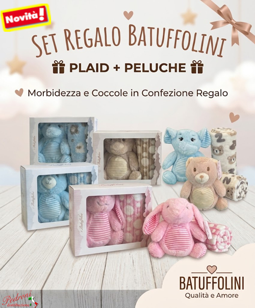 *SET REGALO* BATUFFOLINI Copertina + Peluche art. B568 in 3 colori