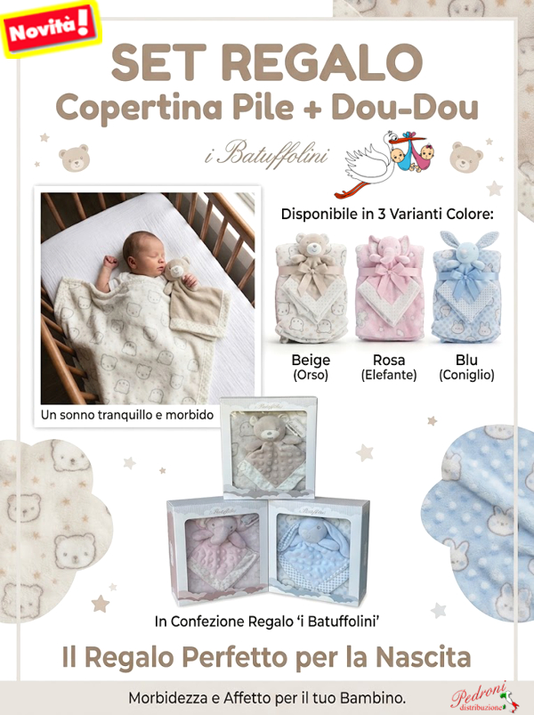*SET REGALO* NASCITA Copertina + Duo-Dou art. B569 in 3 colori