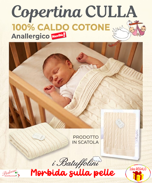 *CALDO COTONE* Copertina CULLA in MAGLIA LAVORATA art.B462 Latte