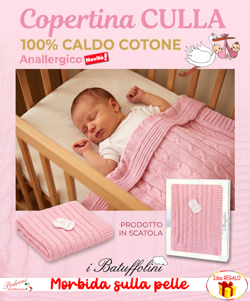 *CALDO COTONE* Copertina CULLA in MAGLIA LAVORATA art.B462 Rosa