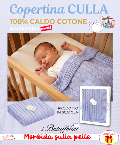 *CALDO COTONE* Copertina CULLA in MAGLIA LAVORATA art.B462 Cielo