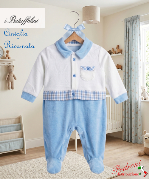 BATUFFOLINI Tutina Ciniglia B548/1M Panna/Cielo 0/6 mesi BATUFFOLINI Tutina Ciniglia B548/1M Panna/Cielo 0/6 mesi