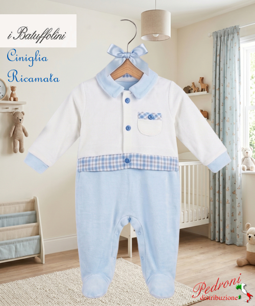 BATUFFOLINI Tutina Ciniglia B548/1M Azzurro/Panna 0/6 mesi BATUFFOLINI Tutina Ciniglia B548/1M Azzurro/Panna 0/6 mesi