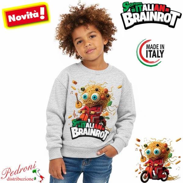 # SKIFIDOL ITALIAN BRAINROT # Felpa 4/12 Anni BR019 Grey Mel.