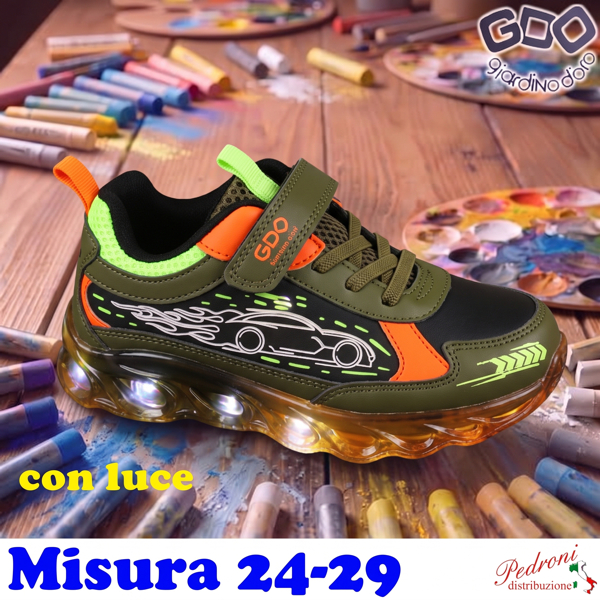 *NOVITA'* SCARPA bambino GD6505 Misura 24/29 Nero/Verde *NOVITA'* SCARPA bambino GD6505 Misura 24/29 Nero/Verde