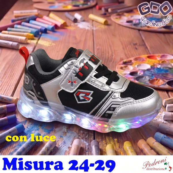 *NOVITA'* SCARPA bambino GD6535 Misura 24/29 Nero/Argento *NOVITA'* SCARPA bambino GD6535 Misura 24/29 Nero/Argento