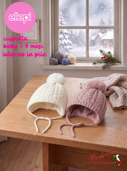 ELLEPI Cuffia BABY PARAORECCHIE 1/9 Mesi BH7994 in 2 Colori ELLEPI Cuffia BABY PARAORECCHIE 1/9 Mesi BH7994 in 2 Colori