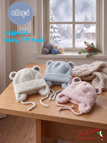 ELLEPI Cuffia BABY " ORECCHIETTE " 1/9 Mesi BH8031 in 3 Colori ELLEPI Cuffia BABY " ORECCHIETTE " 1/9 Mesi BH8031 in 3 Colori
