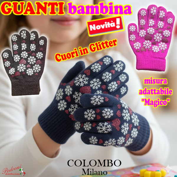*COLOMBO Milano* GUANTO bambina 3/10 Anni Art.927 in 3 Colori